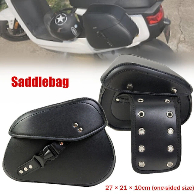 2PCS Motorcycle Saddle Bag PU Leather Side Luggage Double Pannier Rear Seat Bag