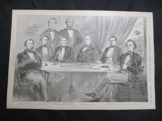 1894 Civil War Print - President of the Confederacy Jeff Davis & His Cabinet