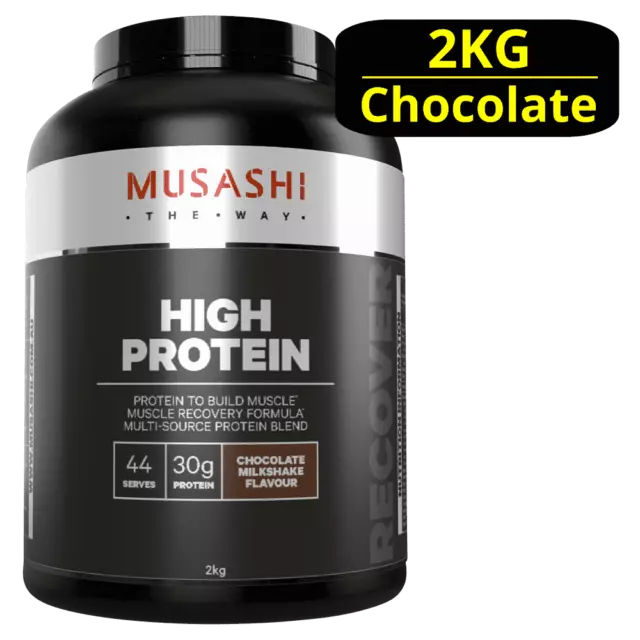 MUSASHI High Protein 2KG Powder - Chocolate Milkshake P30g, C7g & F3g