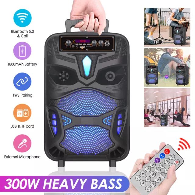 Portable Wireless Bluetooth Speaker Karaoke Party with MIC RGB AUX FM USB TWS