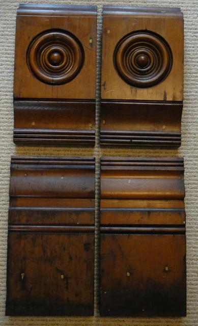 Antique 4 Wood Trim Molding Block Plinth Architectural Salvage Bullseye & Bases