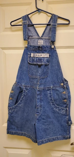 As-Is Vintage 90s BUM Equipment Denim shorts Overalls Shorttalls Women's Large