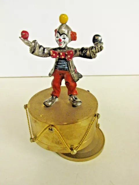 Boîte À Musique Clown Vintage Enesco Laiton Et Étain