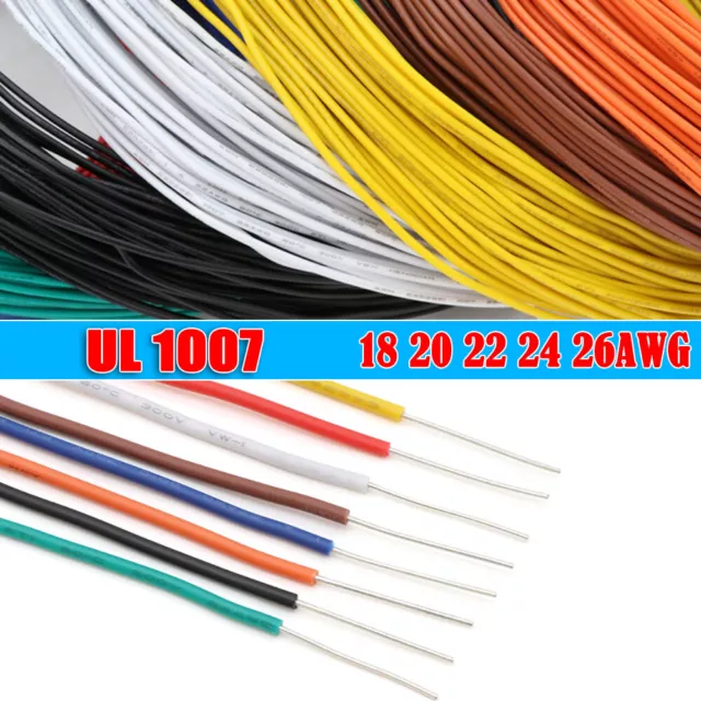 Single Core Single Strand Cable UL 1007 18~26AWG PVC Electronic Wire Tin Copper