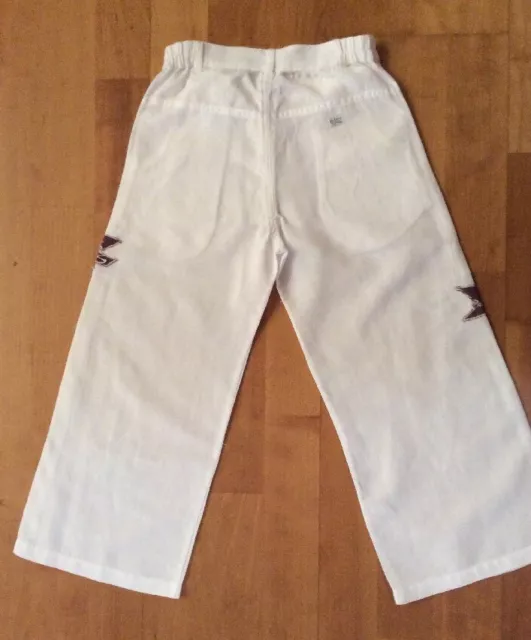 Barbara Farber * fantastici pantaloni estivi, taglia 128 bianchi misto lino pantaloni estivi jeans 3