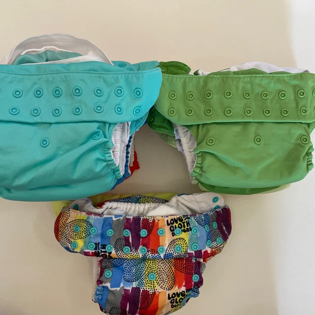 Lot Of 12 Bum Genius Cloth Baby Covers & Inserts Liners Adj Size Neutral Colors