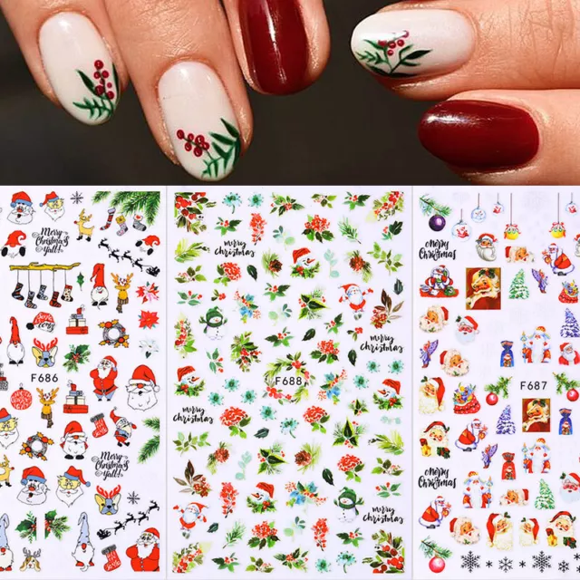 Joyeux Noël 3D Ongle Autocollant Slider Dessin Animé Mignon Décalques Manucure 》