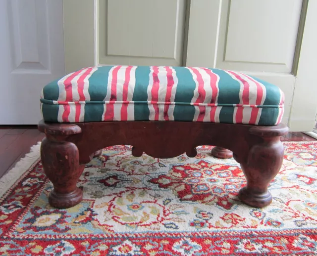 Antique Solid Mahogany Cherry Foot Stool American Empire Classical