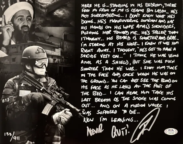 Navy SEAL Robert O’Neill Signed “Bin Laden Killing” LE 11x14 Story Photo PSA