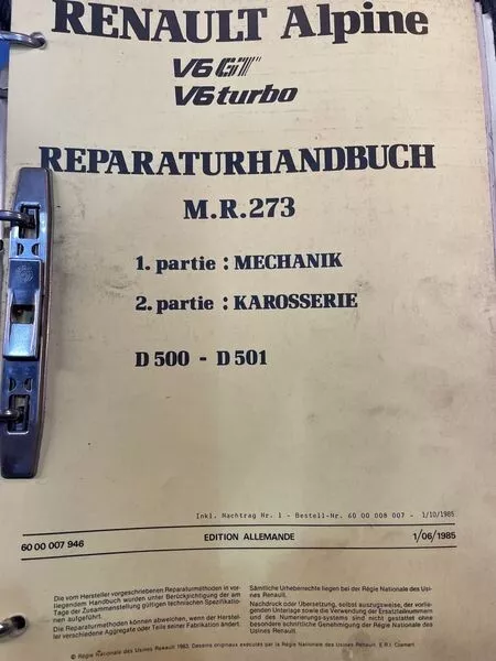 orign. Reparaturanleitung Renault Alpine V6GT / V6 Turbo - D500 / D501 / D502 3