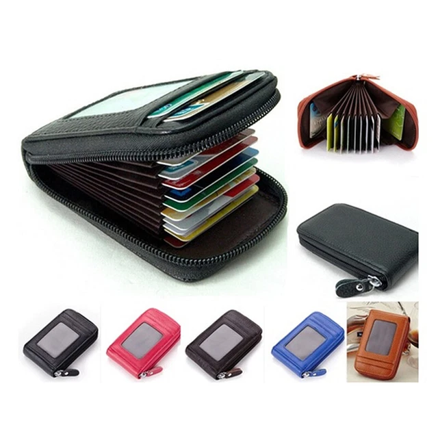 New Men's Leather Wallet Credit Card/ID Holder RFID Blocking Zipper Thin Pocket