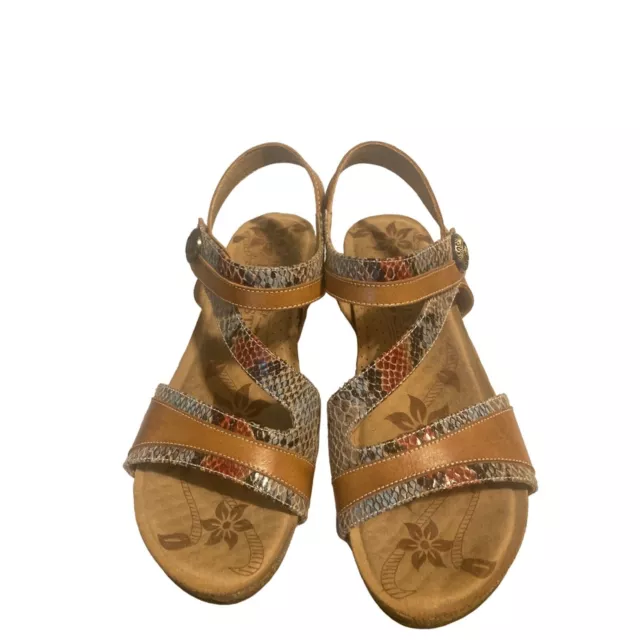 Spring Step L'Artiste MEERA Brown Multi Wedge Ankle Strap Sandals Sz 41 - 9.5/10
