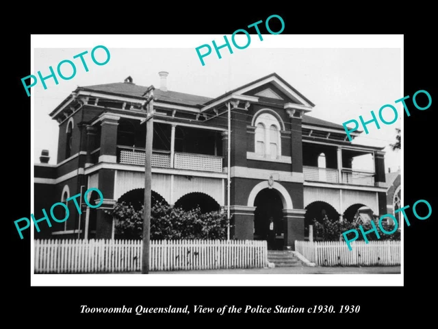 OLD LARGE HISTORIC PHOTO OF TOOWOOMBA QUEENSLAND THE POLICE STATION c1930