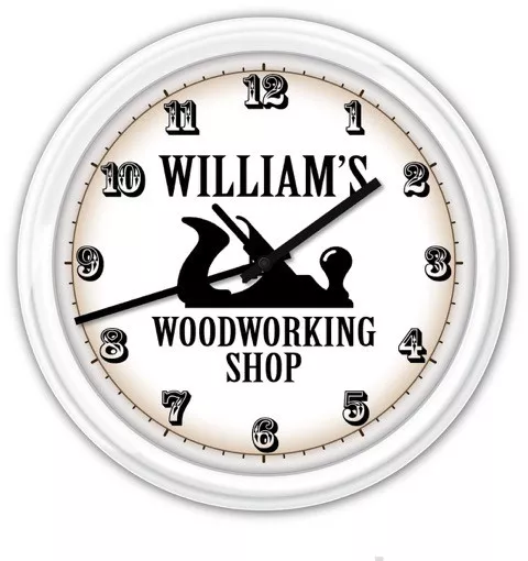 Woodworking PERSONALIZED Wall Clock Carpenter Wood Shop Tools GREAT GIFT for Dad