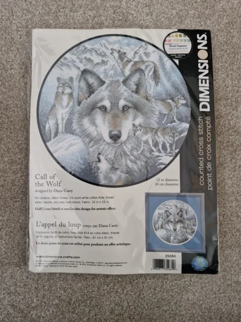 Sealed NEW Dimensions Counted Cross Stitch Kit Call Of The Wolf 35084 Craft