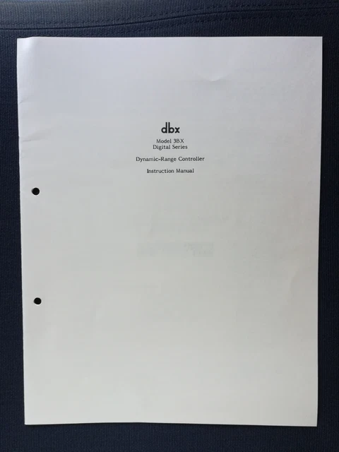 DBX Model 3BX DigitalSeries Dynamic-Range Controller Original Instuction Manual