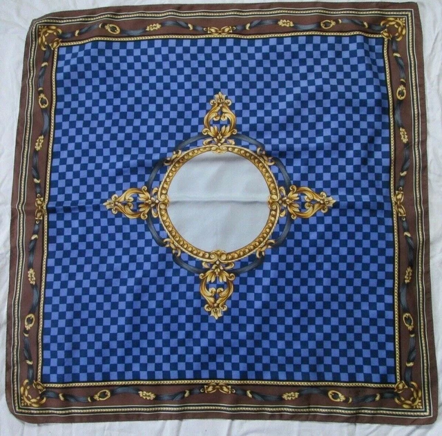 Foulard Carré RAFFAELLI Vintage – 100% Soie – 80x80 Cm – Marron