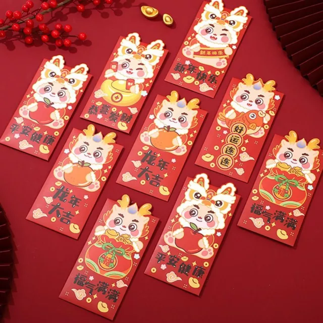 6Pcs/set Fu Lucky Red Envelope CNY Chinese New Year Folding Packet Envelopes