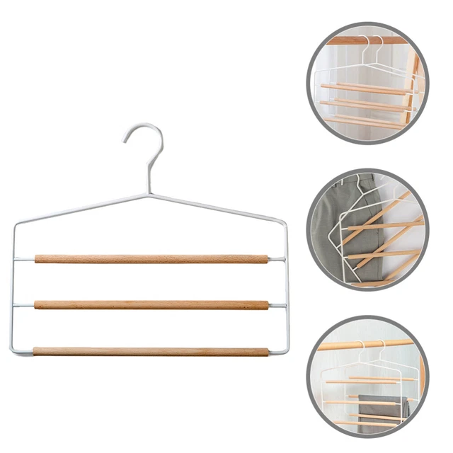 Percha de pantalón multicapa. Percha de pantalón antideslizante que ahorra espacio para bufandas,