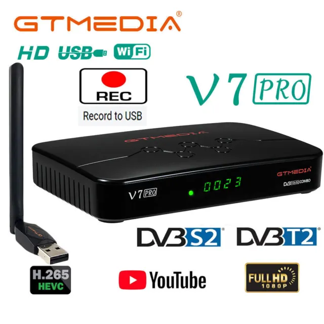 FTA Digital Satellite TV Receiver DVB-S2X C/Ku band Tuner BOX Youtube WIFI H.265