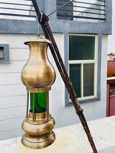 Lampe à Huile Vintage Antique à Suspendre - Lanterne Nautique Marine En Laiton Pour Bateau Et Décoration Maison