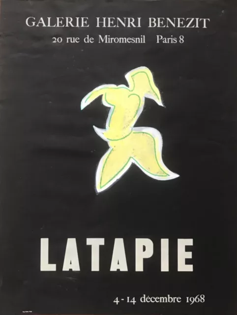 Latapie Rare Affiche Rehaussée Pochoir Expo Galerie Benezit 1968 French Poster