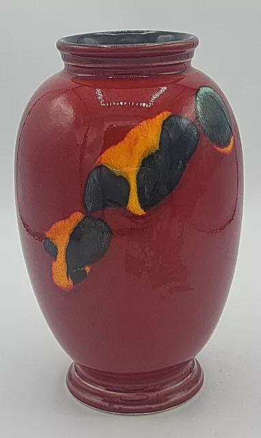 Poole Pottery 'Volcano' Red Glazed Vase 21cm