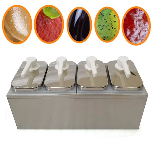 8L 4 Heads Sauce Dispenser Condiment Ketchup Bottle Dispensing Jar Push Pump