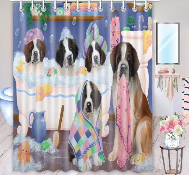 Halloween Saint Bernard Dog Shower Curtain Bathtub Screens Personalized Hooks