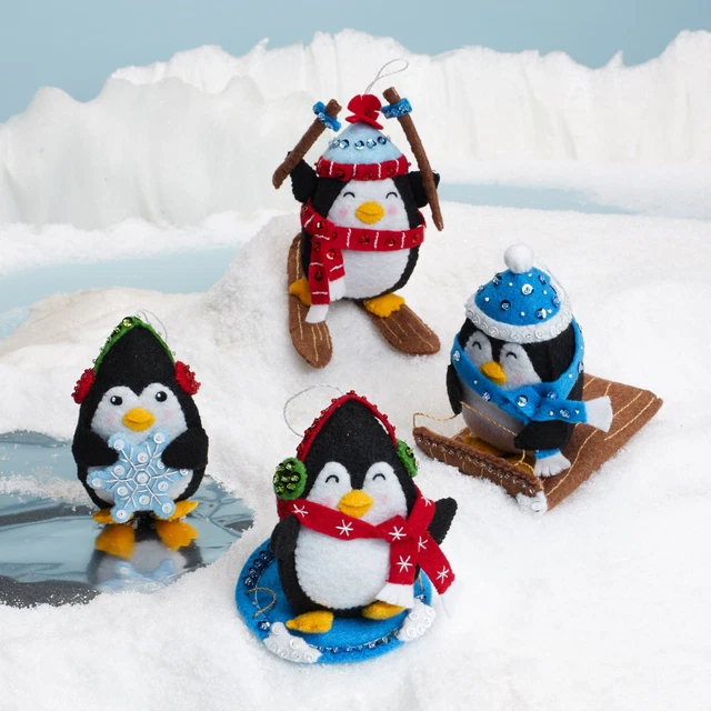 Kit de apliques de adornos de fieltro Bucilla conjunto de 4 pingüinos en juego -89496E