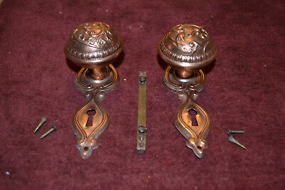 Antique Vintage Aesthetic Set Of Solid Brass Door Knobs Face Plates,  #33 2