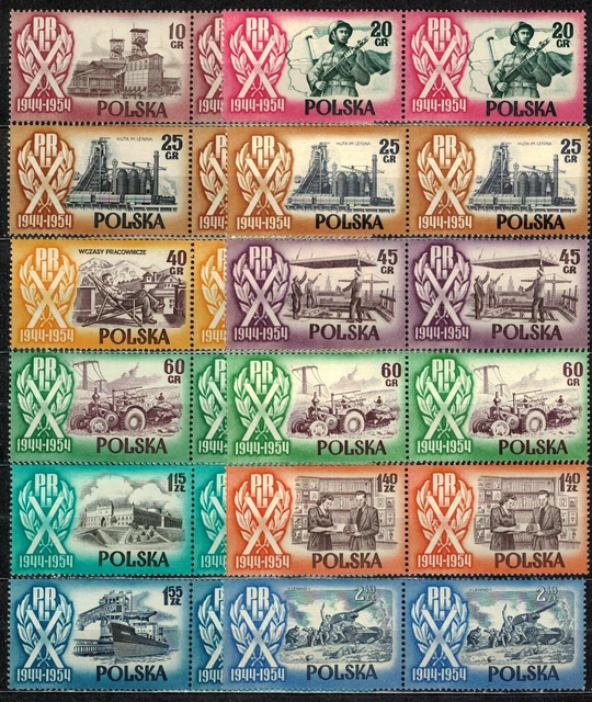 Poland Fischer # 747 - 756 Polish People's Republic . Full Set. Mnh 1954