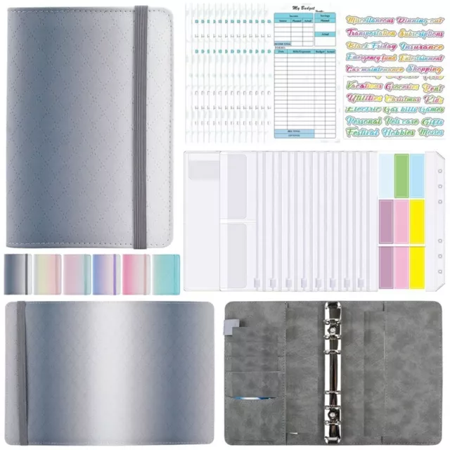 A6 Gradient Macaron Binder Quaderno un Mano nel Pelle PU Libro un Fogli Mob2469