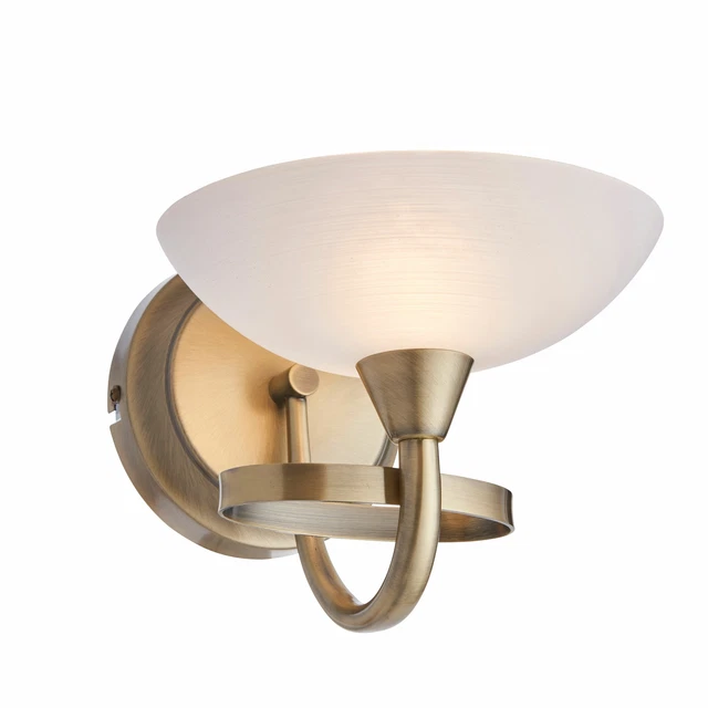 Wall Up Light Glass Shade Antique Brass/Satin Chrome Wall Fitting Sconce 33W G9