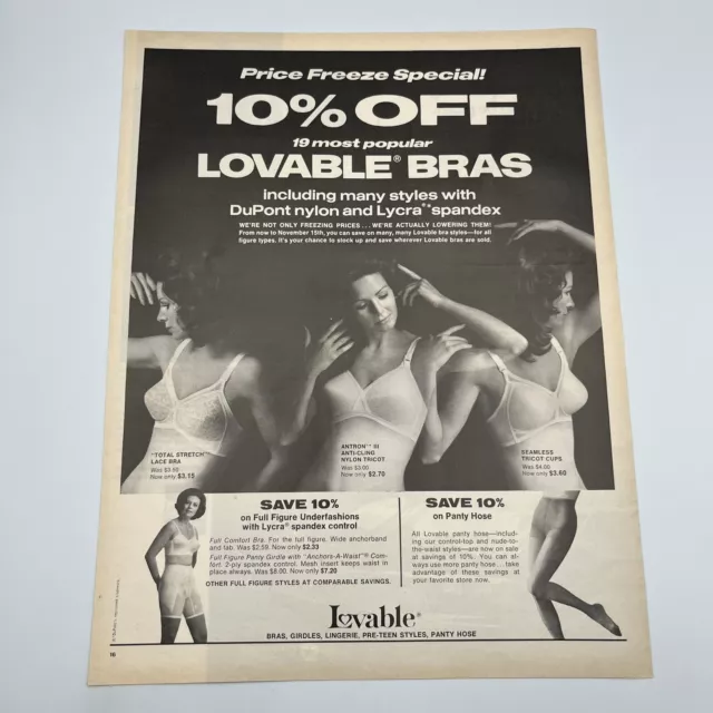 LOVABLE BRAS 1971 Vtg Print Ad 10.25x13.25 ladies Intimates