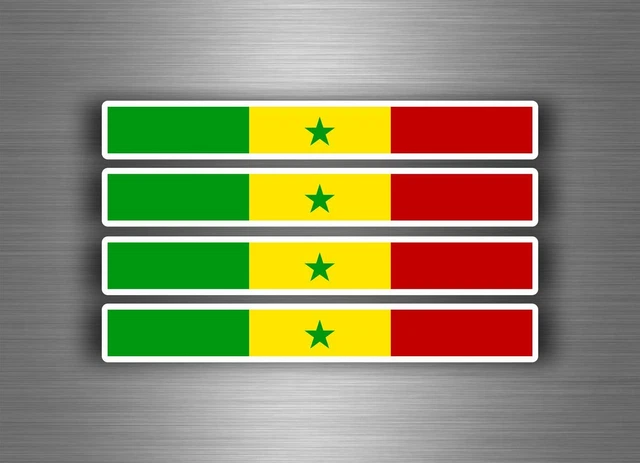 Akachafactory Auto-Aufkleber Senegal-Flagge – Selbstklebend, 4 Stück, 150x20 Mm, Wetterfest