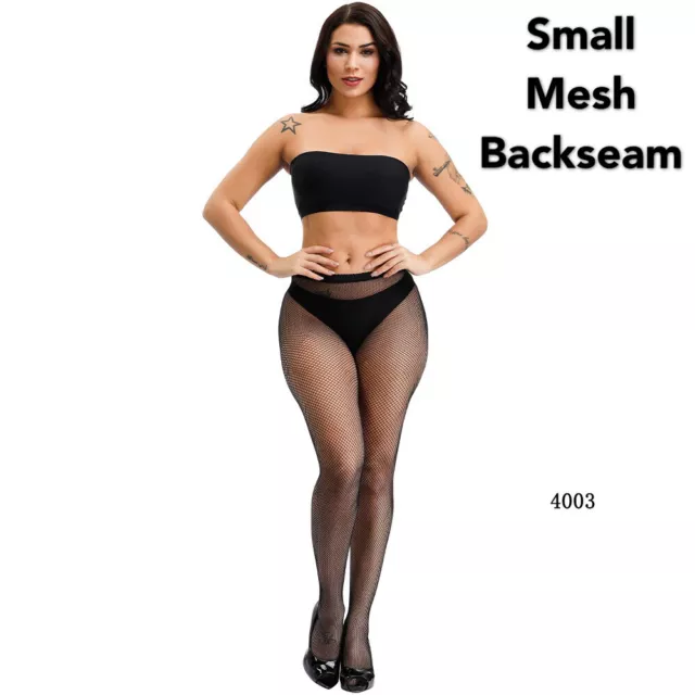 Plus Size 8-18 Pantyhose Sexy Lingerie Black Sheer Fishnet Nylon Mesh Tights 3