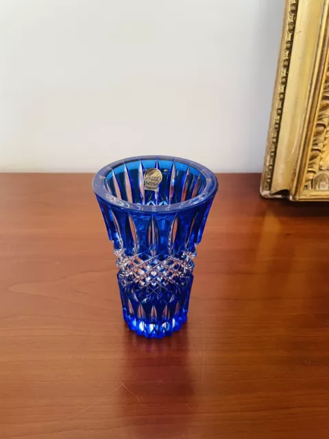 Très beau Vase Ou Verre Cristal d’arques Bleu Cobalt  Outremer 3