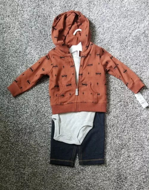NEW Carters Baby Boy 3 Piece Set Outfit Jacket Pants Bodysuit 12 Months Raccoon