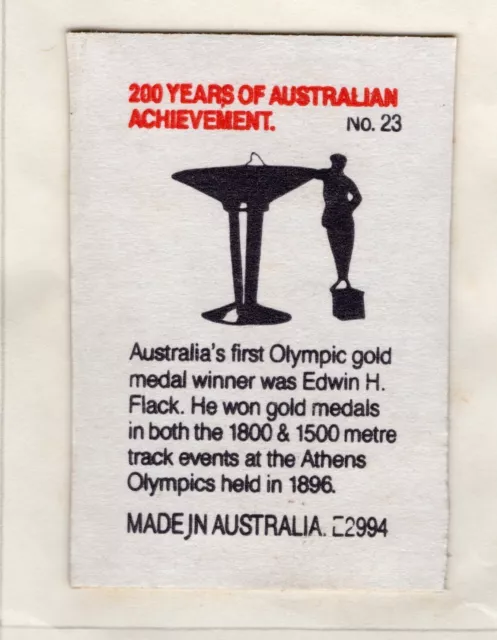 Australian Matchbox Label. Bicentenial. First Olympic Gold Medal, Edwin Flack