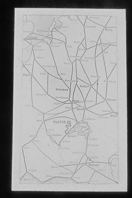 Glass Magic lantern slide EUROPE GRAND TOUR VICTORIAN TOURISTS MAP  C1890