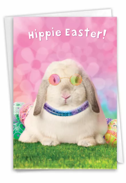 1 Funny Easter Card with Envelope - Hippie Rabbit Easter C9226EAG