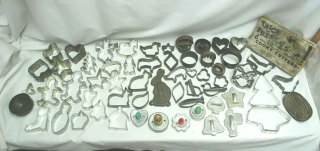 Cookie Cutters Assorted Aluminum Metal & More  Lot of 64 Vintage Pieces  S9136