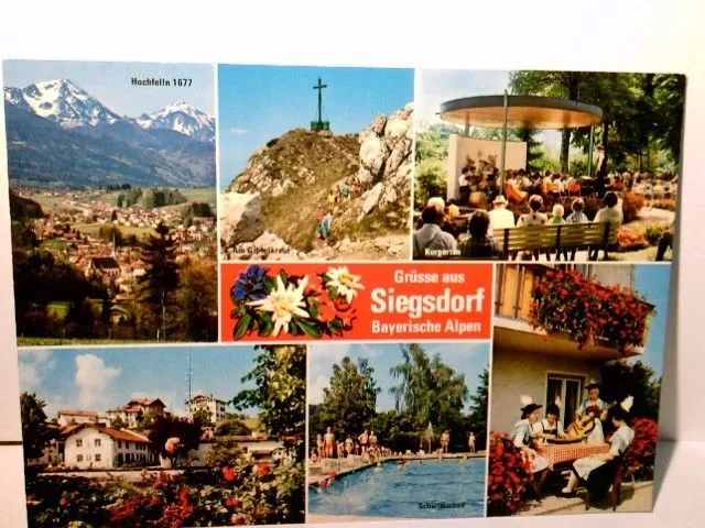 Siegsdorf. Bayerische Alpen. Alte Ansichtskarte farbig, ungel., ca 70ger Jahre ?