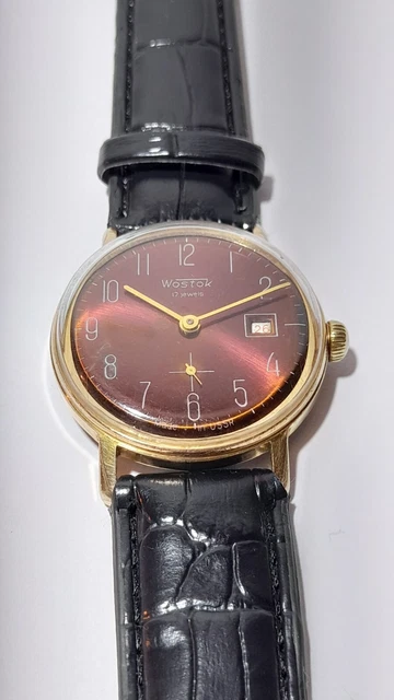 Vintage Soviet Vostok Watch AU2.5 Gold Plated Caliber 2605 Rare Works Well