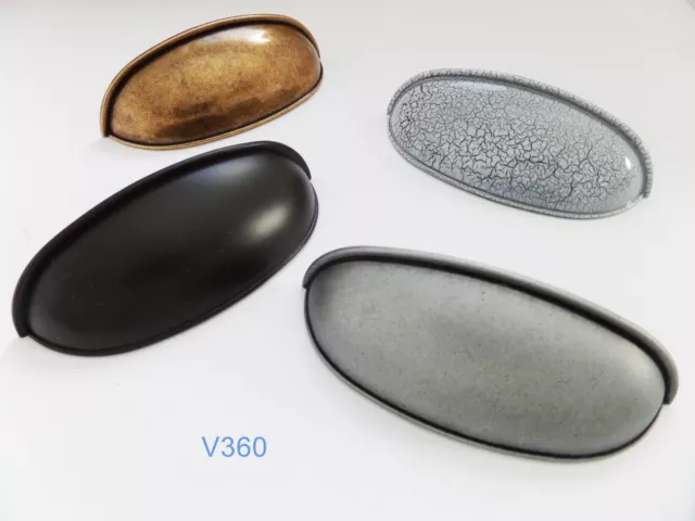 Möbelgriffe Schalengriff Muschelgriff Apotheke Schublade BM 64 80 mm Antik V360 2