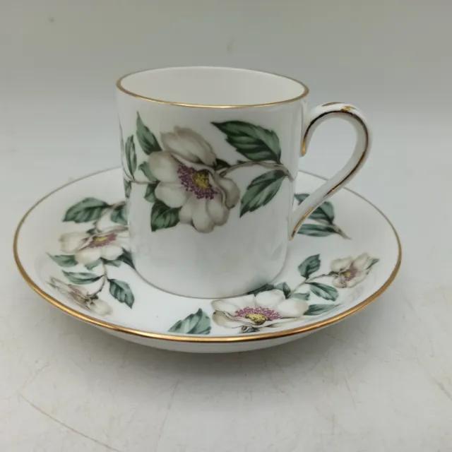 Crown Staffordshire Christmas Rose  Espresso Coffee  Cup/Can & Saucer