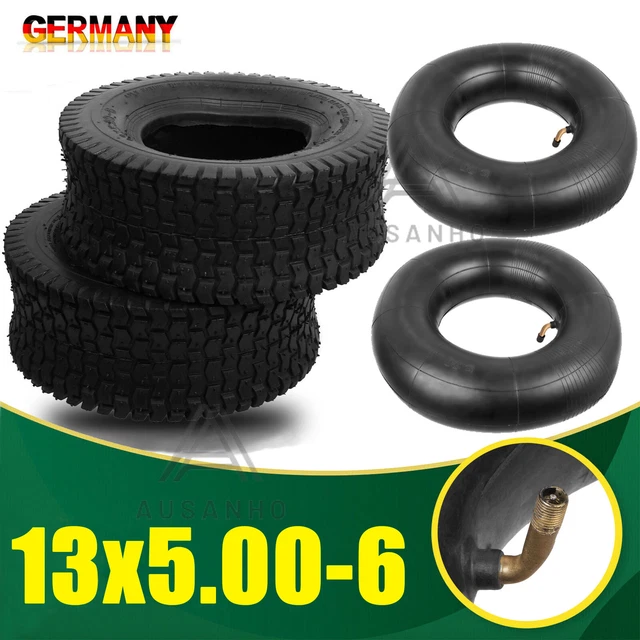 Wiltec 2x Luftschlauch Aufsitzmäher 13x5.00-6 Reifenschlauch TR87 Ventil Rasentraktor