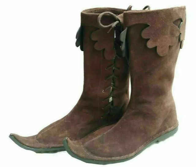 Médiéval Bottes Viking Pirate Renaissance Chaussure Hommes Cuir Brun Long D3/31