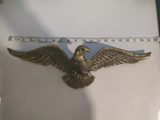 Vtg Brass American Eagle Interior/Exterior Wall Decor Plaque 1020 Wings  19"